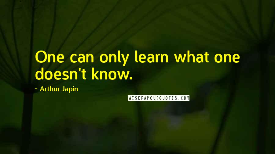 Arthur Japin Quotes: One can only learn what one doesn't know.