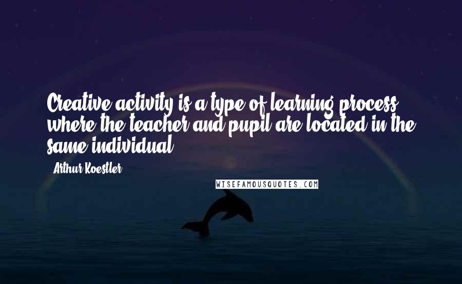 Arthur Koestler Quotes: Creative activity is a type of learning process where the teacher and pupil are located in the same individual.