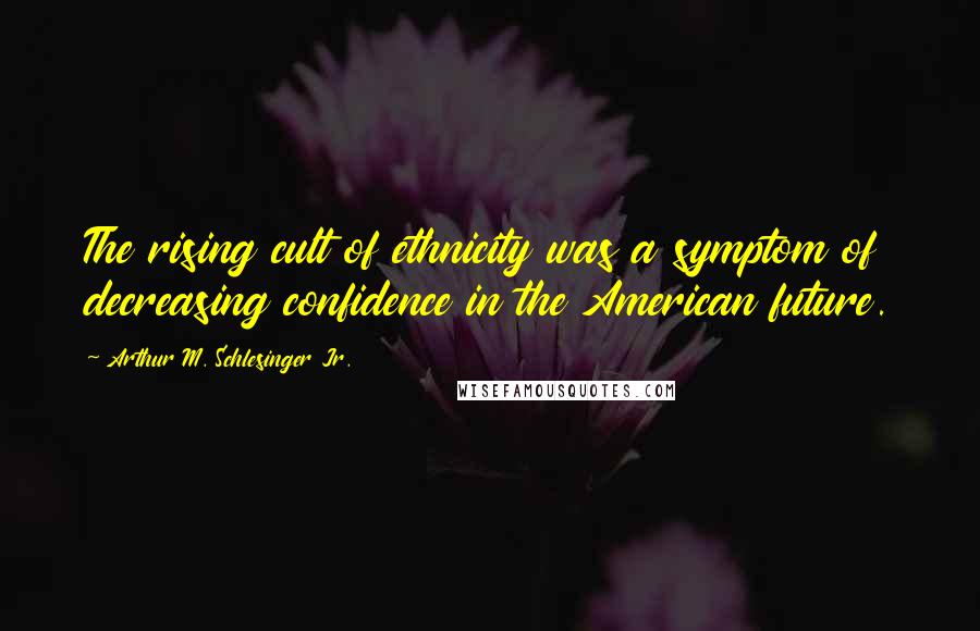 Arthur M. Schlesinger Jr. Quotes: The rising cult of ethnicity was a symptom of decreasing confidence in the American future.