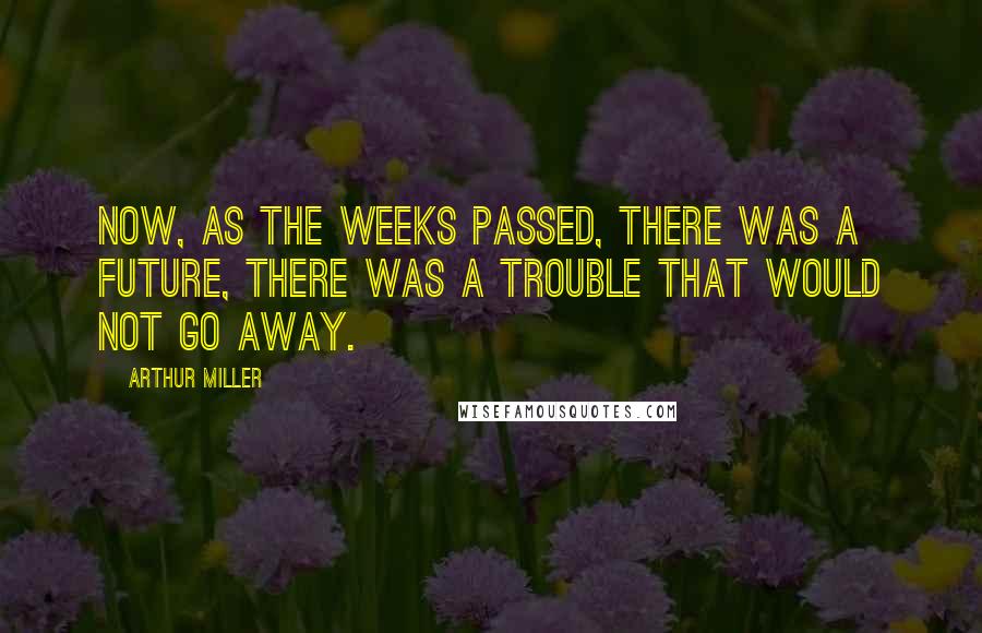 Arthur Miller Quotes: Now, as the weeks passed, there was a future, there was a trouble that would not go away.