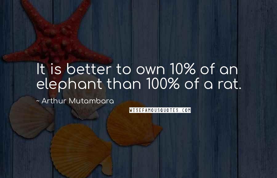 Arthur Mutambara Quotes: It is better to own 10% of an elephant than 100% of a rat.