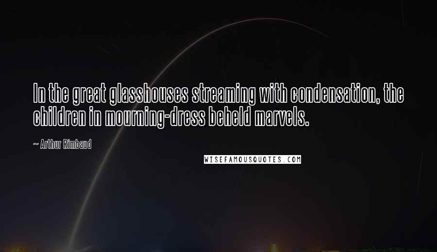 Arthur Rimbaud Quotes: In the great glasshouses streaming with condensation, the children in mourning-dress beheld marvels.