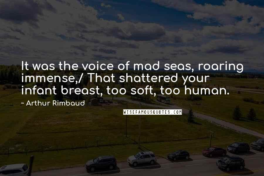 Arthur Rimbaud Quotes: It was the voice of mad seas, roaring immense,/ That shattered your infant breast, too soft, too human.