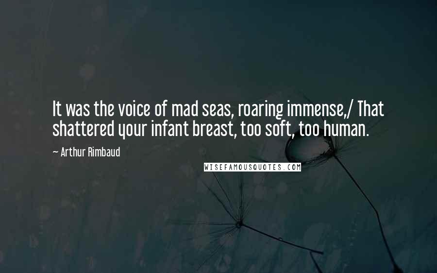 Arthur Rimbaud Quotes: It was the voice of mad seas, roaring immense,/ That shattered your infant breast, too soft, too human.