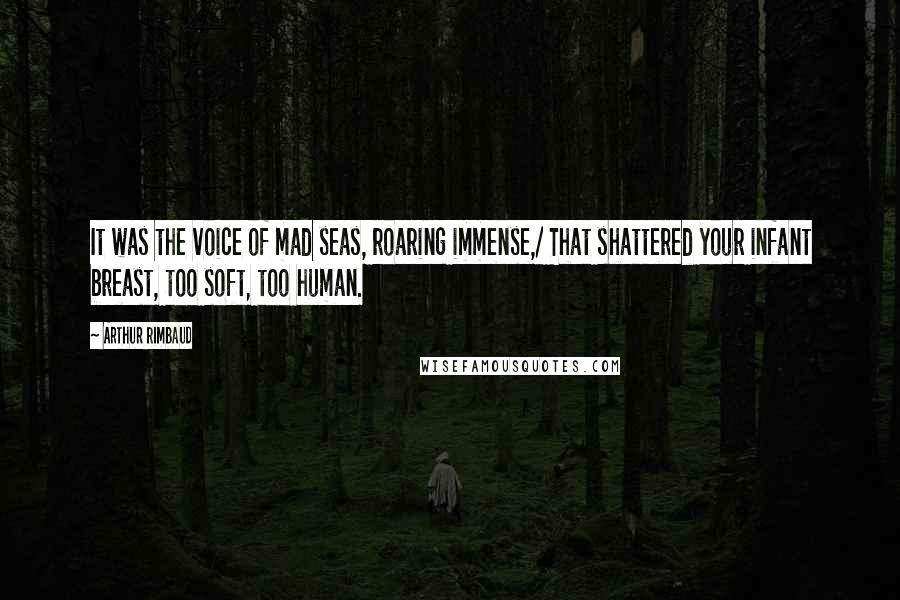 Arthur Rimbaud Quotes: It was the voice of mad seas, roaring immense,/ That shattered your infant breast, too soft, too human.