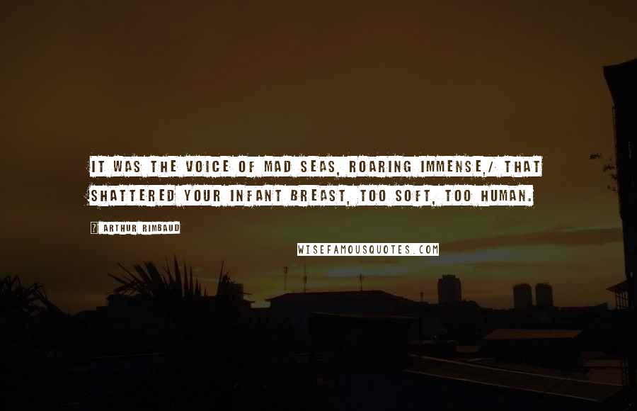 Arthur Rimbaud Quotes: It was the voice of mad seas, roaring immense,/ That shattered your infant breast, too soft, too human.