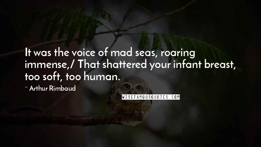 Arthur Rimbaud Quotes: It was the voice of mad seas, roaring immense,/ That shattered your infant breast, too soft, too human.