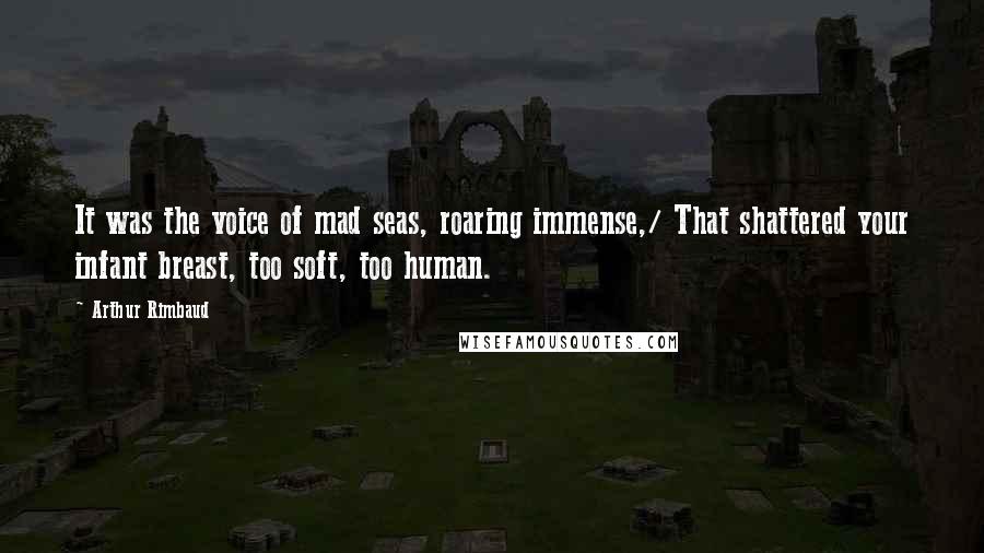 Arthur Rimbaud Quotes: It was the voice of mad seas, roaring immense,/ That shattered your infant breast, too soft, too human.