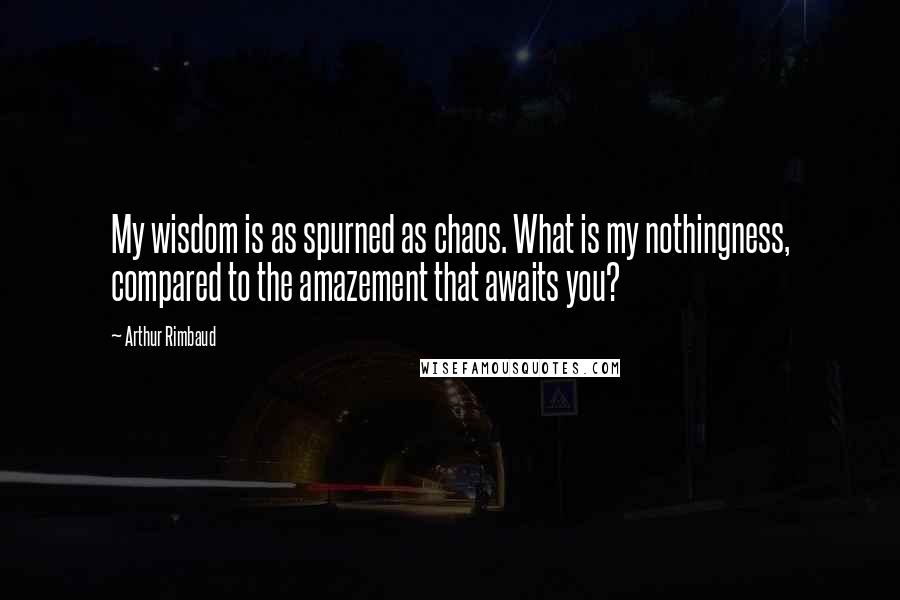 Arthur Rimbaud Quotes: My wisdom is as spurned as chaos. What is my nothingness, compared to the amazement that awaits you?