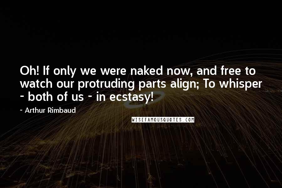 Arthur Rimbaud Quotes: Oh! If only we were naked now, and free to watch our protruding parts align; To whisper - both of us - in ecstasy!