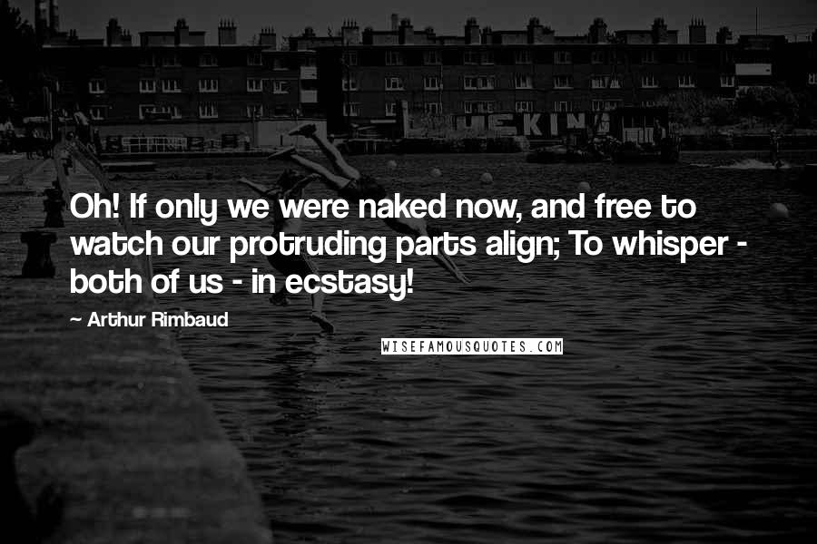Arthur Rimbaud Quotes: Oh! If only we were naked now, and free to watch our protruding parts align; To whisper - both of us - in ecstasy!