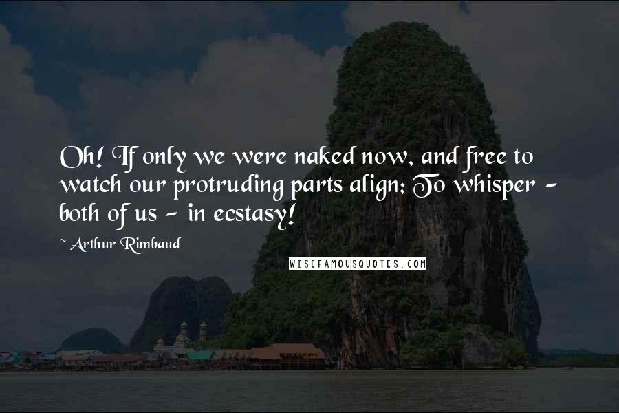 Arthur Rimbaud Quotes: Oh! If only we were naked now, and free to watch our protruding parts align; To whisper - both of us - in ecstasy!