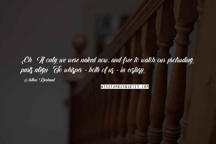 Arthur Rimbaud Quotes: Oh! If only we were naked now, and free to watch our protruding parts align; To whisper - both of us - in ecstasy!