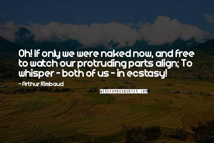 Arthur Rimbaud Quotes: Oh! If only we were naked now, and free to watch our protruding parts align; To whisper - both of us - in ecstasy!