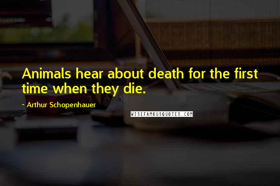 Arthur Schopenhauer Quotes: Animals hear about death for the first time when they die.