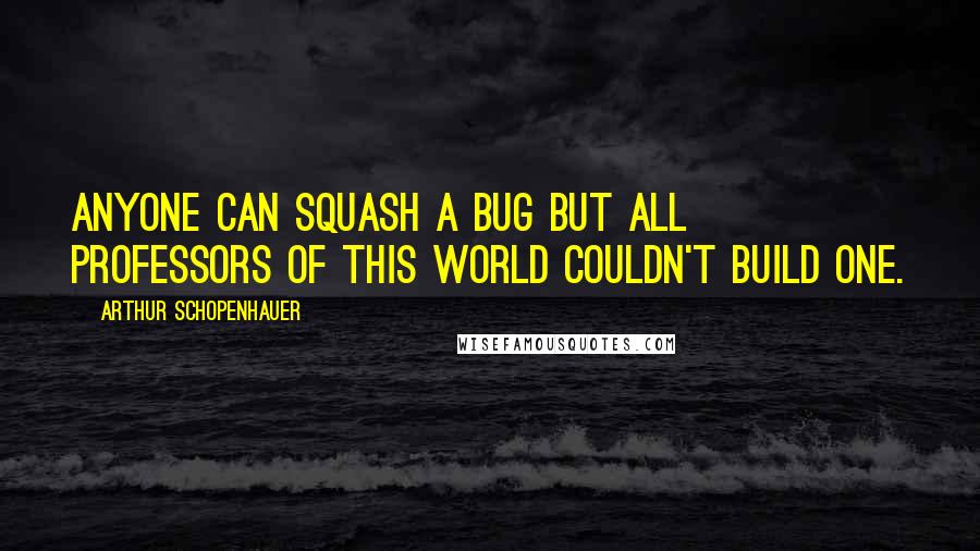 Arthur Schopenhauer Quotes: Anyone can squash a bug but all professors of this world couldn't build one.