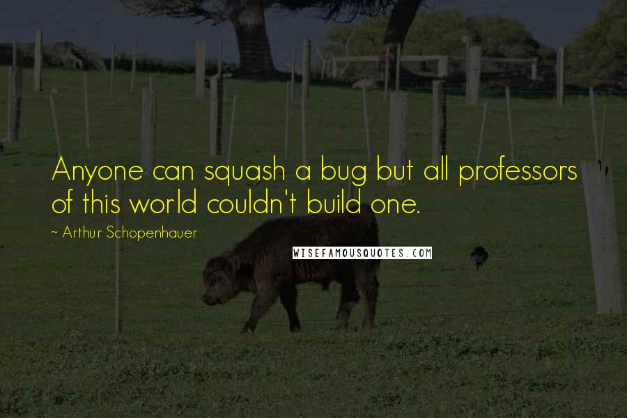 Arthur Schopenhauer Quotes: Anyone can squash a bug but all professors of this world couldn't build one.