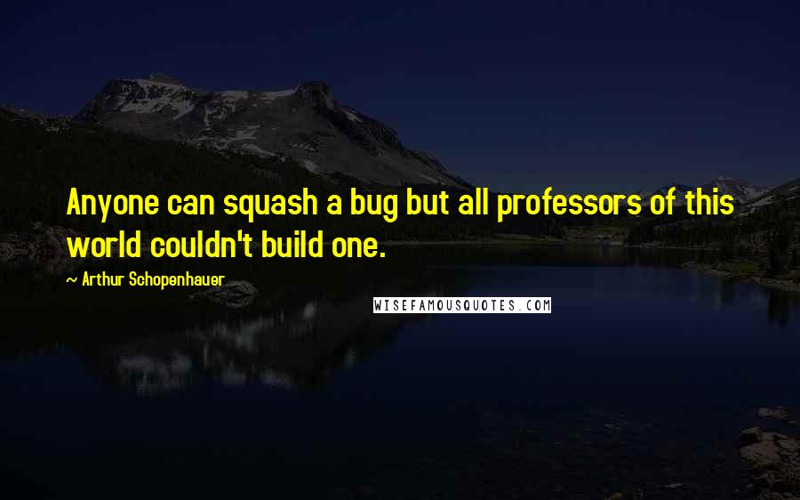 Arthur Schopenhauer Quotes: Anyone can squash a bug but all professors of this world couldn't build one.