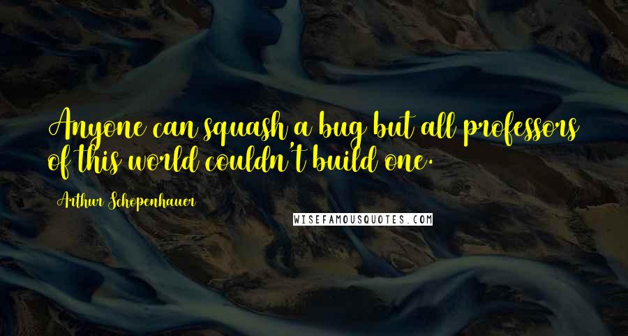 Arthur Schopenhauer Quotes: Anyone can squash a bug but all professors of this world couldn't build one.