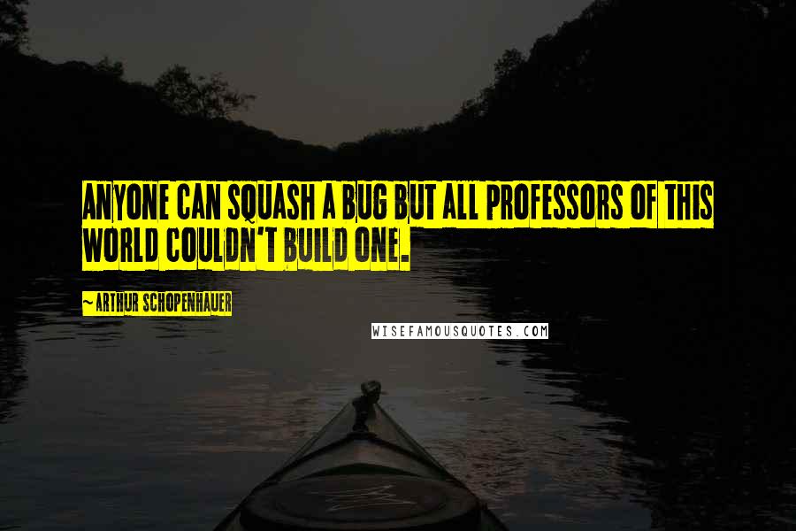 Arthur Schopenhauer Quotes: Anyone can squash a bug but all professors of this world couldn't build one.