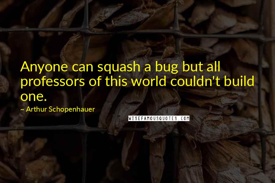 Arthur Schopenhauer Quotes: Anyone can squash a bug but all professors of this world couldn't build one.