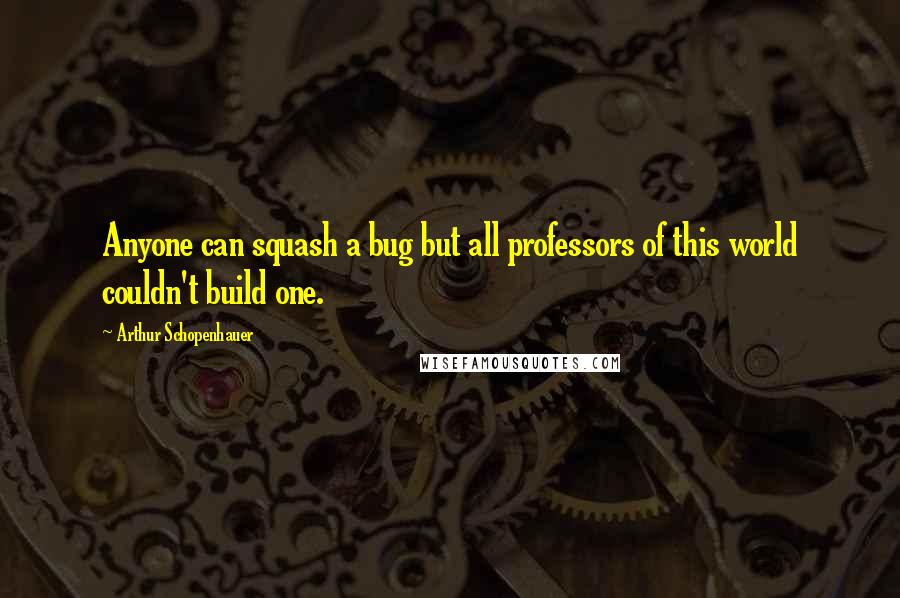 Arthur Schopenhauer Quotes: Anyone can squash a bug but all professors of this world couldn't build one.