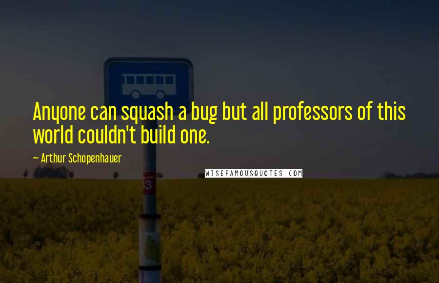 Arthur Schopenhauer Quotes: Anyone can squash a bug but all professors of this world couldn't build one.