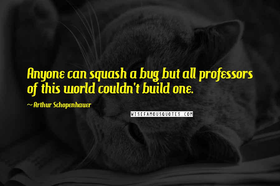 Arthur Schopenhauer Quotes: Anyone can squash a bug but all professors of this world couldn't build one.