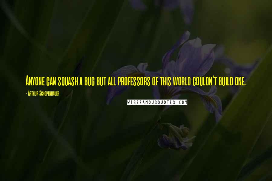 Arthur Schopenhauer Quotes: Anyone can squash a bug but all professors of this world couldn't build one.