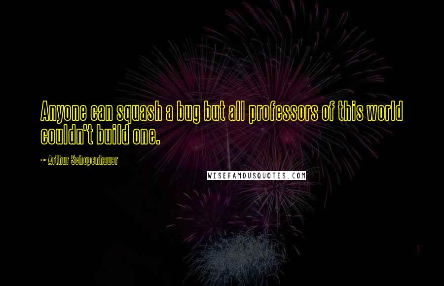 Arthur Schopenhauer Quotes: Anyone can squash a bug but all professors of this world couldn't build one.