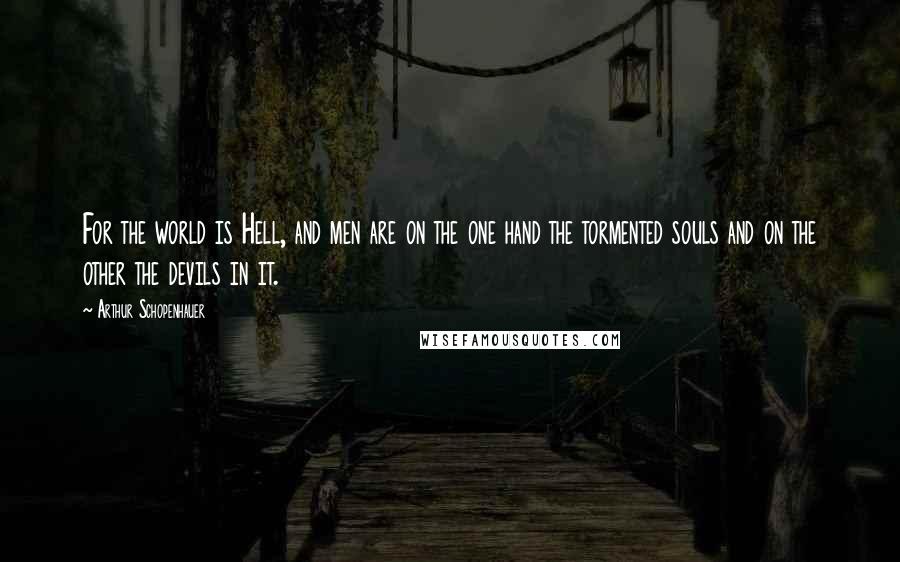 Arthur Schopenhauer Quotes: For the world is Hell, and men are on the one hand the tormented souls and on the other the devils in it.