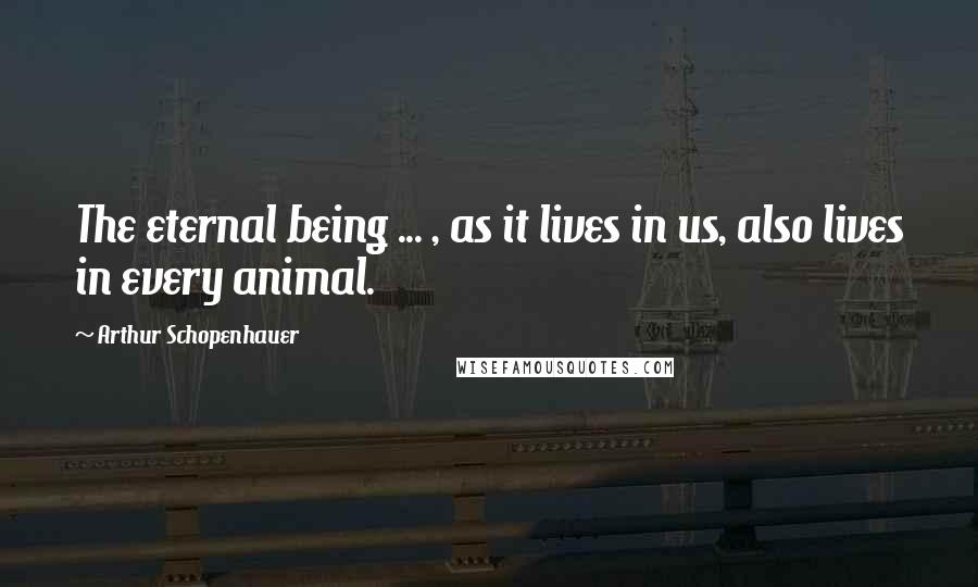 Arthur Schopenhauer Quotes: The eternal being ... , as it lives in us, also lives in every animal.