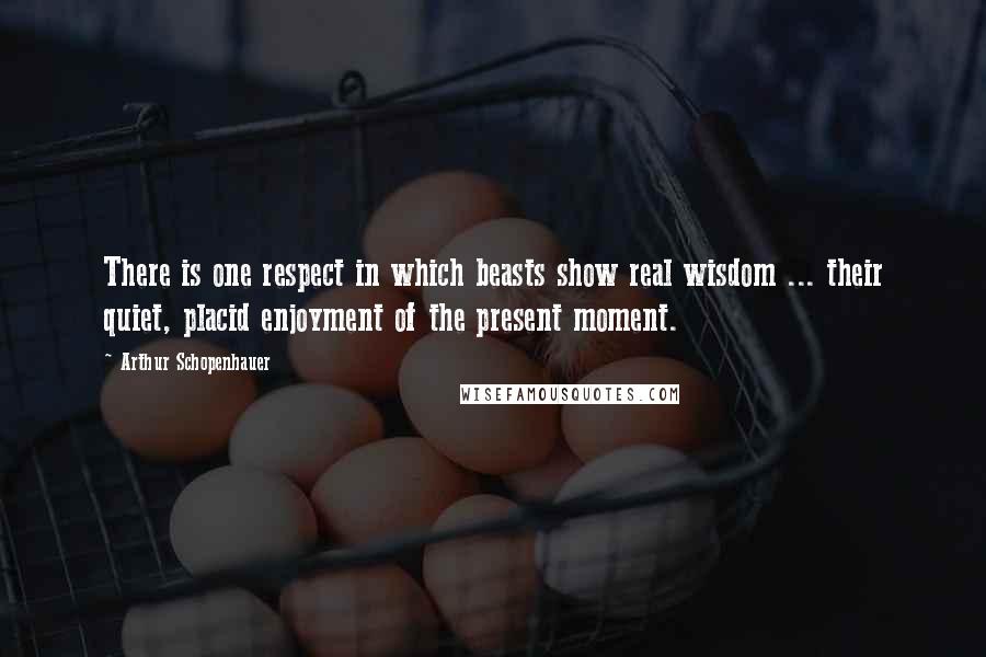 Arthur Schopenhauer Quotes: There is one respect in which beasts show real wisdom ... their quiet, placid enjoyment of the present moment.