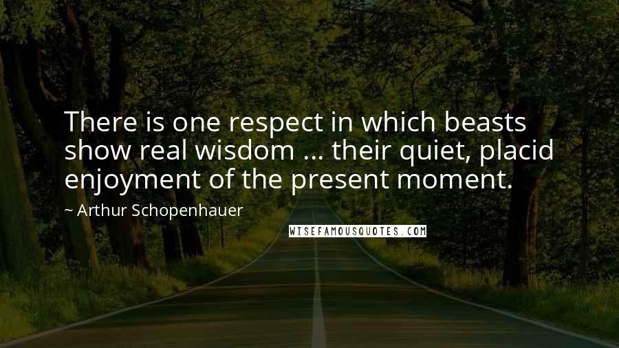 Arthur Schopenhauer Quotes: There is one respect in which beasts show real wisdom ... their quiet, placid enjoyment of the present moment.