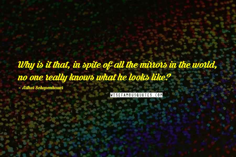 Arthur Schopenhauer Quotes: Why is it that, in spite of all the mirrors in the world, no one really knows what he looks like?