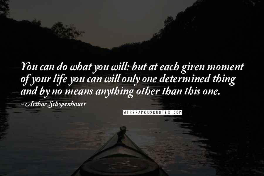 Arthur Schopenhauer Quotes: You can do what you will: but at each given moment of your life you can will only one determined thing and by no means anything other than this one.