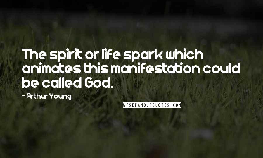 Arthur Young Quotes: The spirit or life spark which animates this manifestation could be called God.
