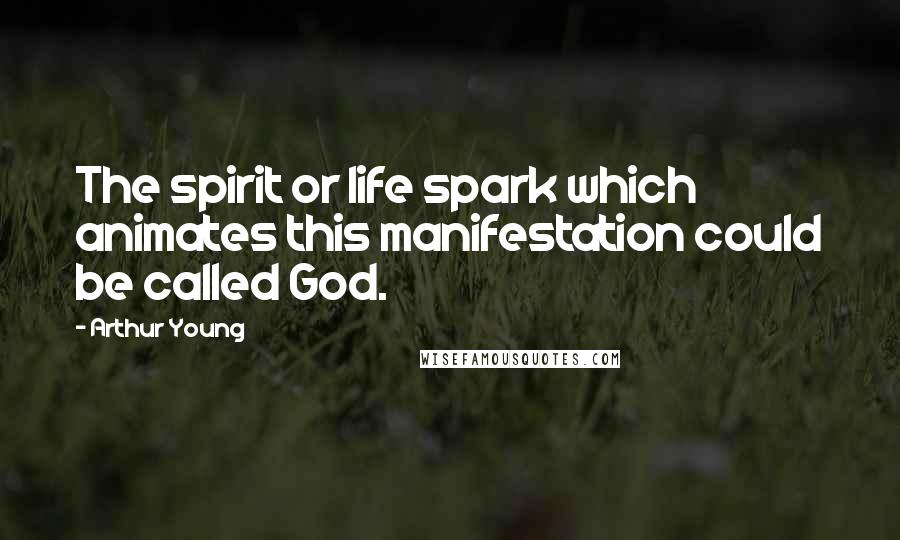 Arthur Young Quotes: The spirit or life spark which animates this manifestation could be called God.