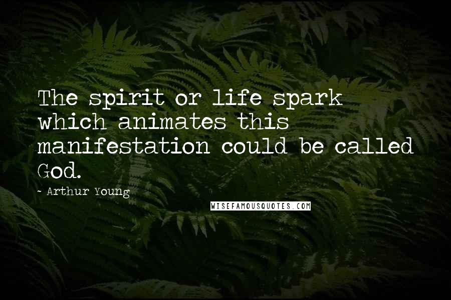 Arthur Young Quotes: The spirit or life spark which animates this manifestation could be called God.