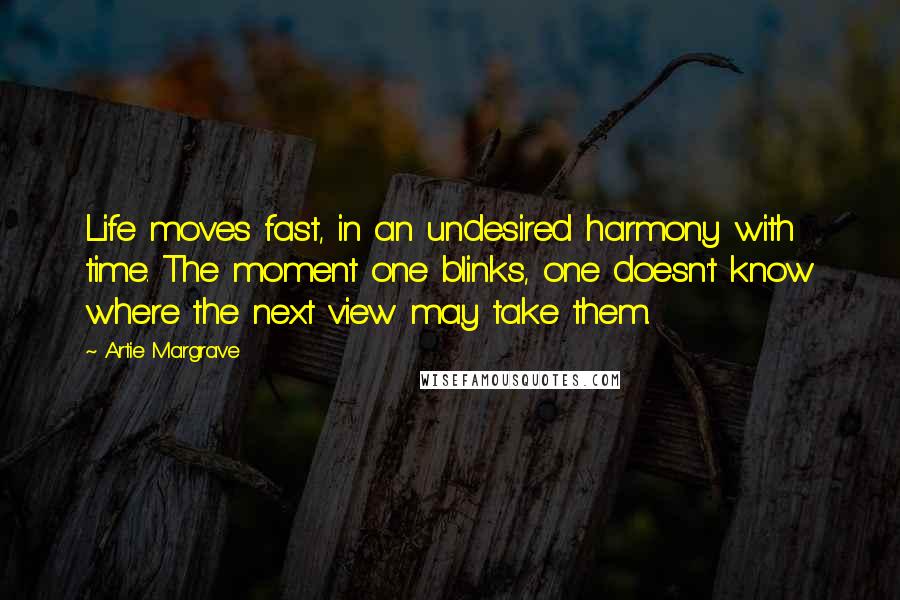 Artie Margrave Quotes: Life moves fast, in an undesired harmony with time. The moment one blinks, one doesn't know where the next view may take them.