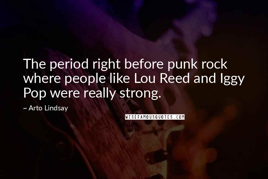 Arto Lindsay Quotes: The period right before punk rock where people like Lou Reed and Iggy Pop were really strong.