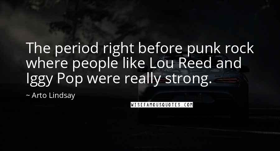 Arto Lindsay Quotes: The period right before punk rock where people like Lou Reed and Iggy Pop were really strong.