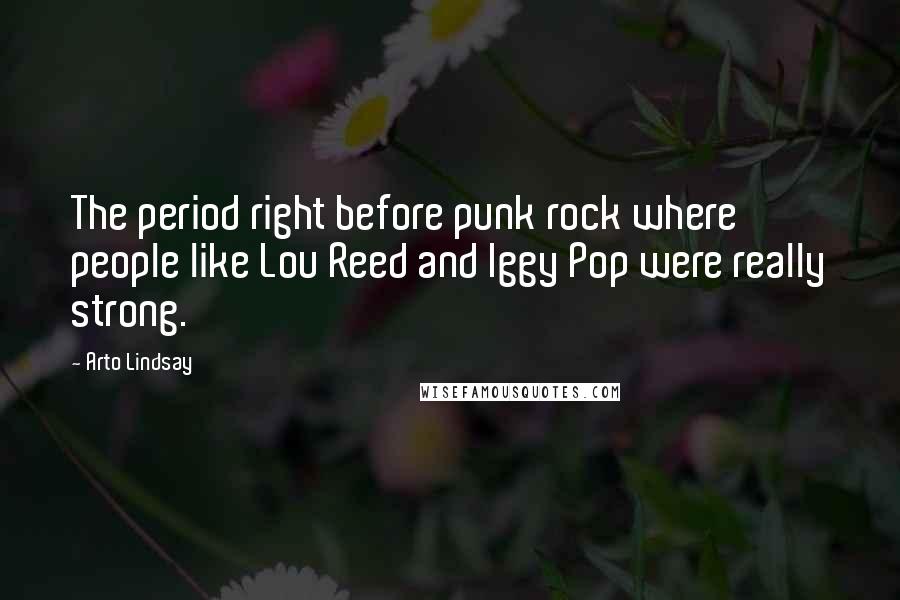 Arto Lindsay Quotes: The period right before punk rock where people like Lou Reed and Iggy Pop were really strong.