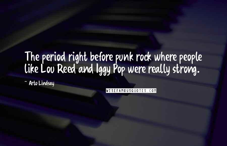 Arto Lindsay Quotes: The period right before punk rock where people like Lou Reed and Iggy Pop were really strong.
