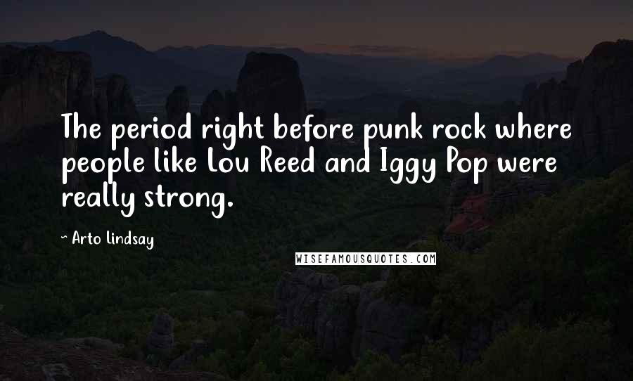 Arto Lindsay Quotes: The period right before punk rock where people like Lou Reed and Iggy Pop were really strong.