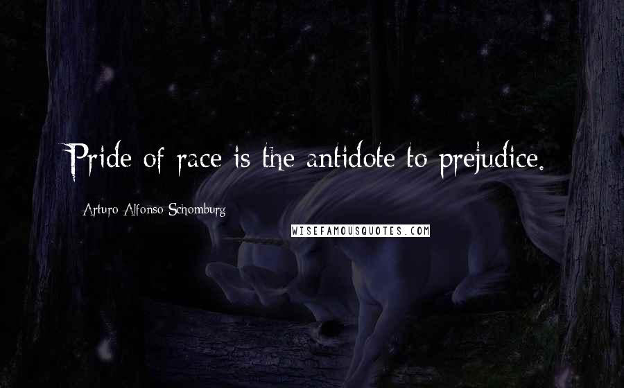 Arturo Alfonso Schomburg Quotes: Pride of race is the antidote to prejudice.