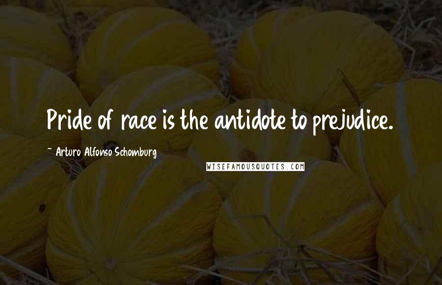 Arturo Alfonso Schomburg Quotes: Pride of race is the antidote to prejudice.