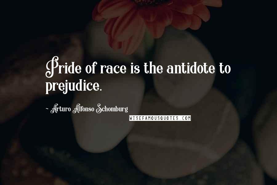 Arturo Alfonso Schomburg Quotes: Pride of race is the antidote to prejudice.