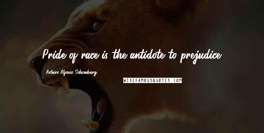 Arturo Alfonso Schomburg Quotes: Pride of race is the antidote to prejudice.