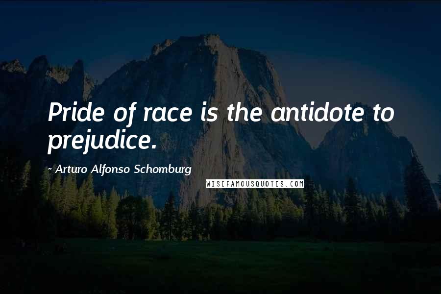 Arturo Alfonso Schomburg Quotes: Pride of race is the antidote to prejudice.